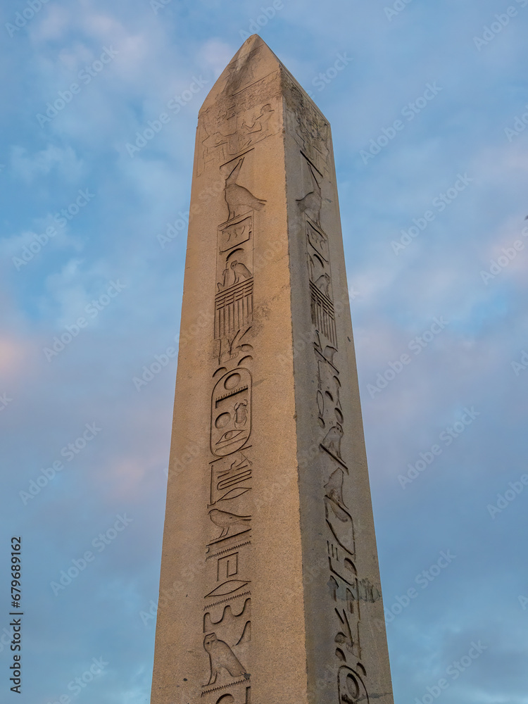 Obelisk of Theodosius,  the Ancient Egyptian obelisk of Pharaoh Thutmose III re-erected in the Hippodrome of Constantinople, Istanbul, Turkey