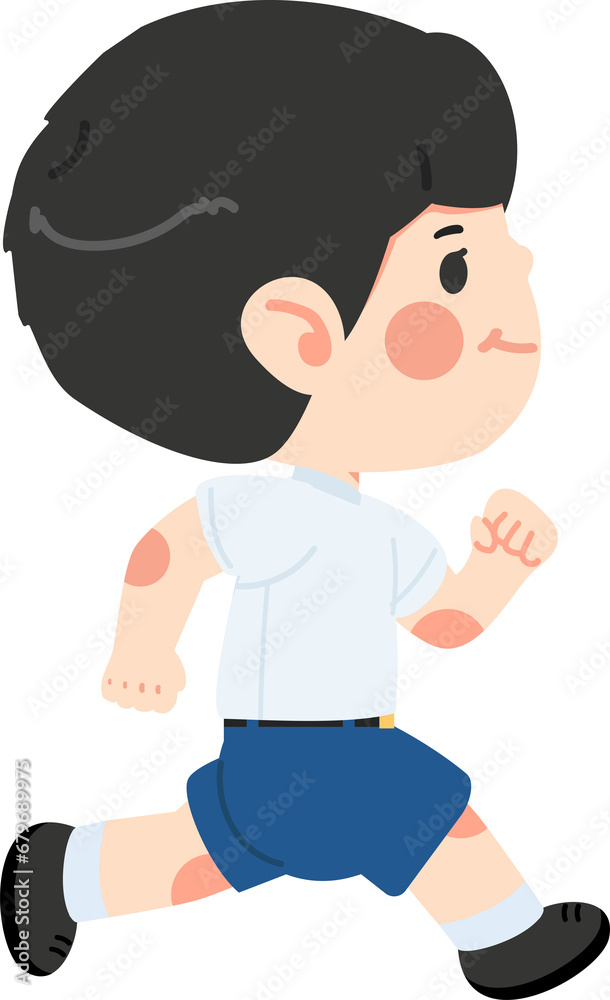 Cute Kid boy running to school cartoon Cute Kid boy running to school cartoon
