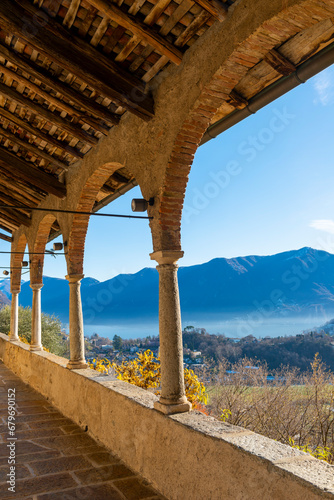 Mountain View in a Sunny Winter Day From Church dei Santi Quirico e Giulitta in Lugano, Ticino in Switzerland. photo
