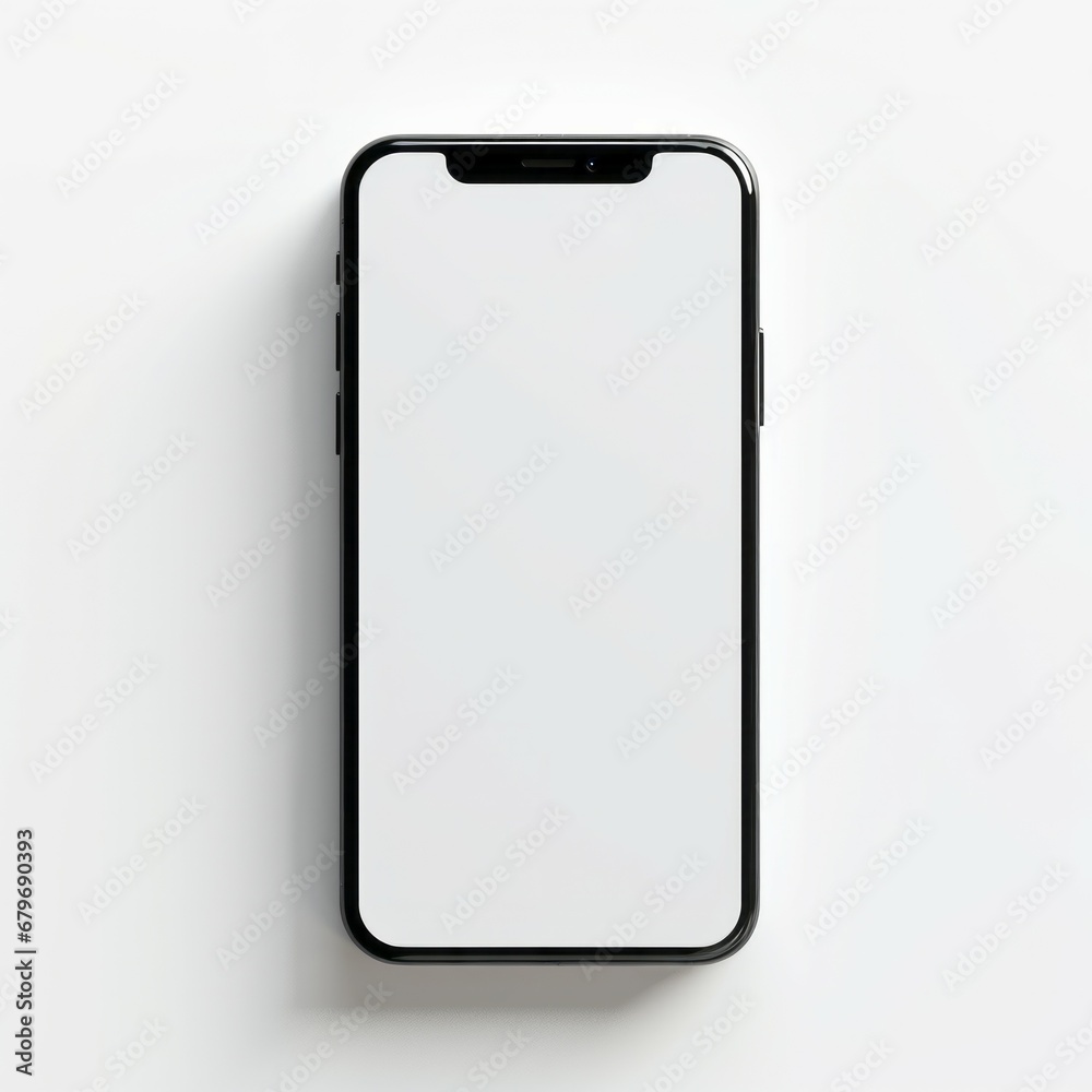 Smartphone on white background with green plant
Smartphone on white background with green plant