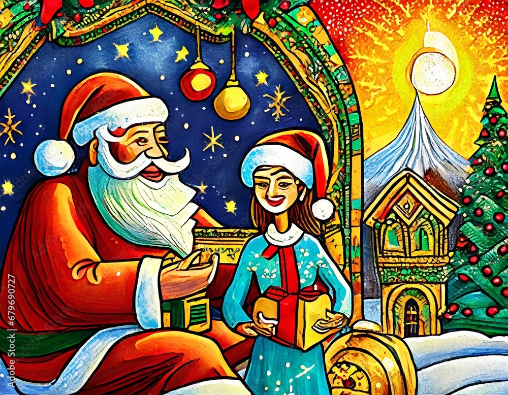 christmas card with santa claus and snowman christmas card with santa claus and snowman