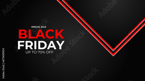 Black Friday typography banner. Black Friday linear typography text illustration isolated on black background. Modern Design template for Black Friday sale. vector illustration