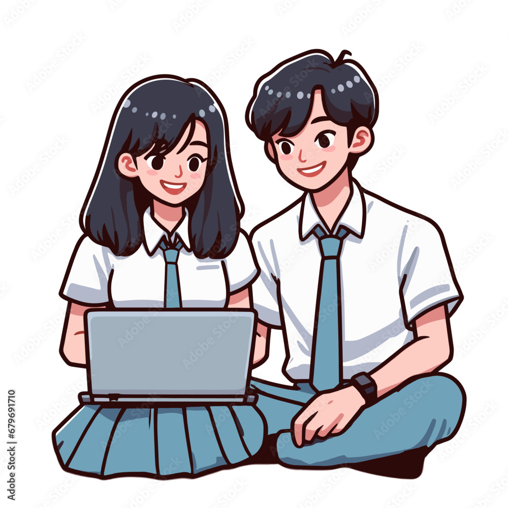 Senior High School Students Illustration Senior High School Students Illustration