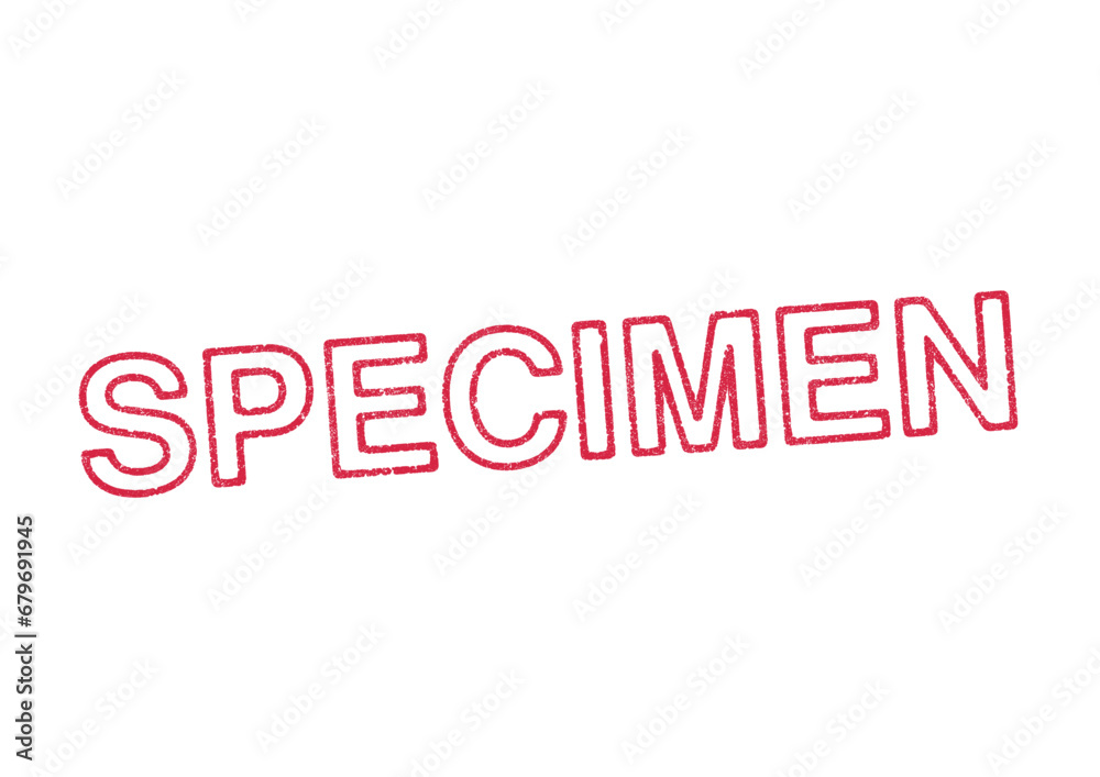 Vector illustration of the word Specimen in red ink stamp