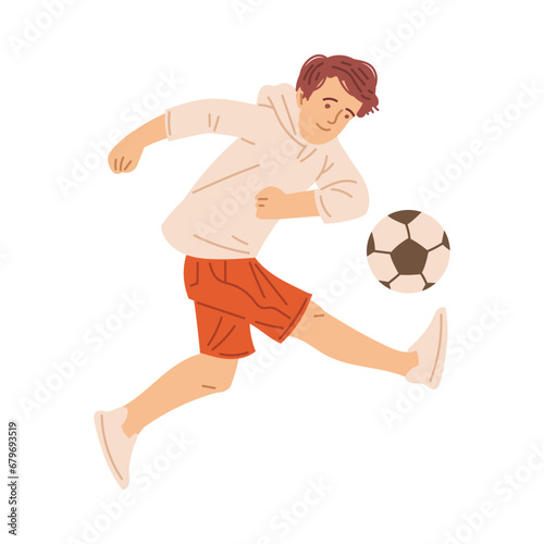 Teenager boy soccer player, vector illustration isolated on white