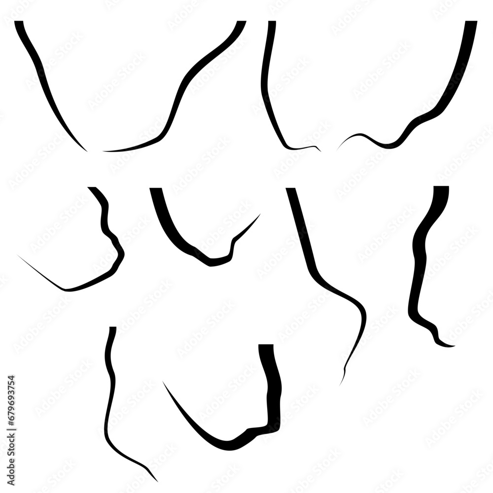 Abstract lines vector illustration with ten various style, root, white background. Abstract lines vector illustration with ten various style, root, white background.