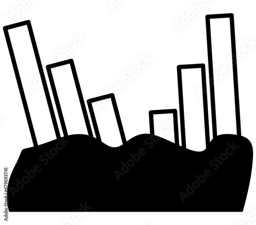 Rock mineral icon vector illustration with black color, monochrome, crystal, no background, suitable for mining, exploration, etc.