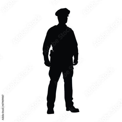 Policeman Silhouette on White photo