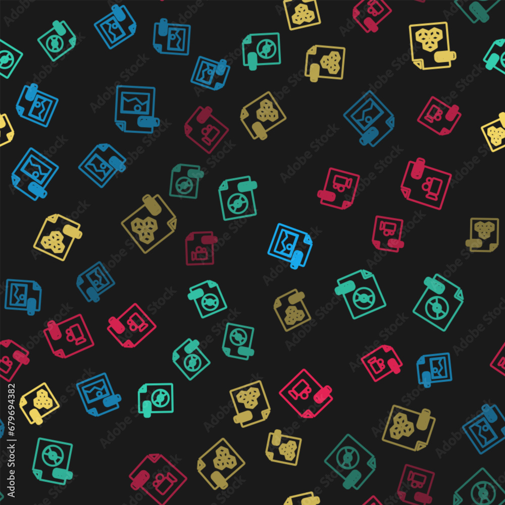 Set line TIFF file document, WMA, 3DS and MOV on seamless pattern. Vector Set line TIFF file document, WMA, 3DS and MOV on seamless pattern. Vector