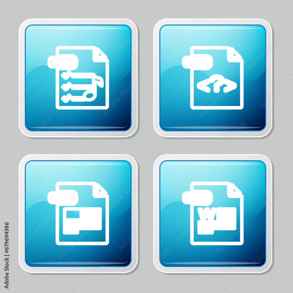 Set line M3U file document, PHP, PDF and DOC icon. Vector Set line M3U file document, PHP, PDF and DOC icon. Vector