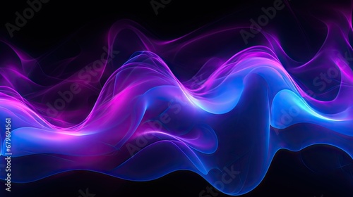  a computer generated image of a wave of blue and pink smoke on a black background with a black back ground. photo