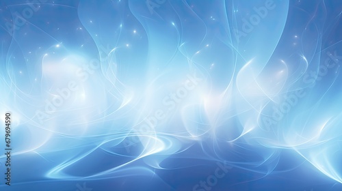  a computer generated image of a blue and white background with wavy lines and stars in the center of the image.