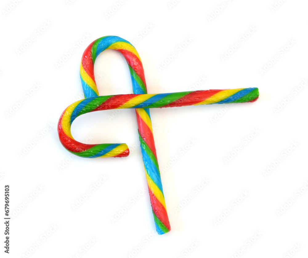 Christmas candy canes on white background 