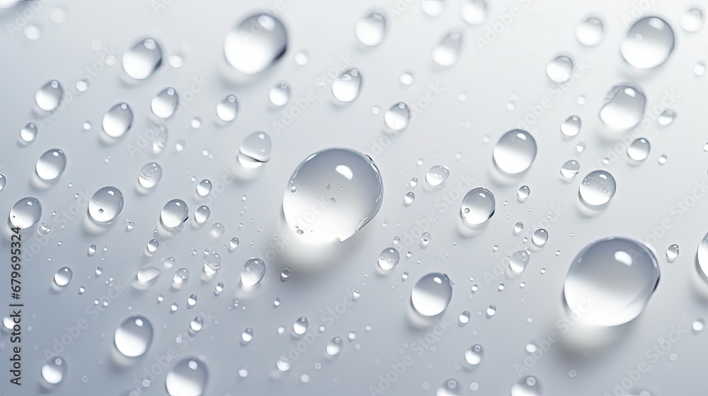  a lot of water drops on a glass surface with a light blue back ground and a white back ground with a lot of water drops on the glass surface.