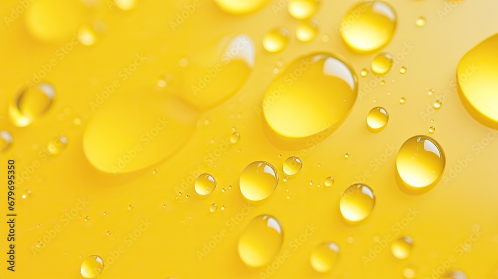  drops of water on a yellow surface that looks like something out of a movie or a film or a movie.