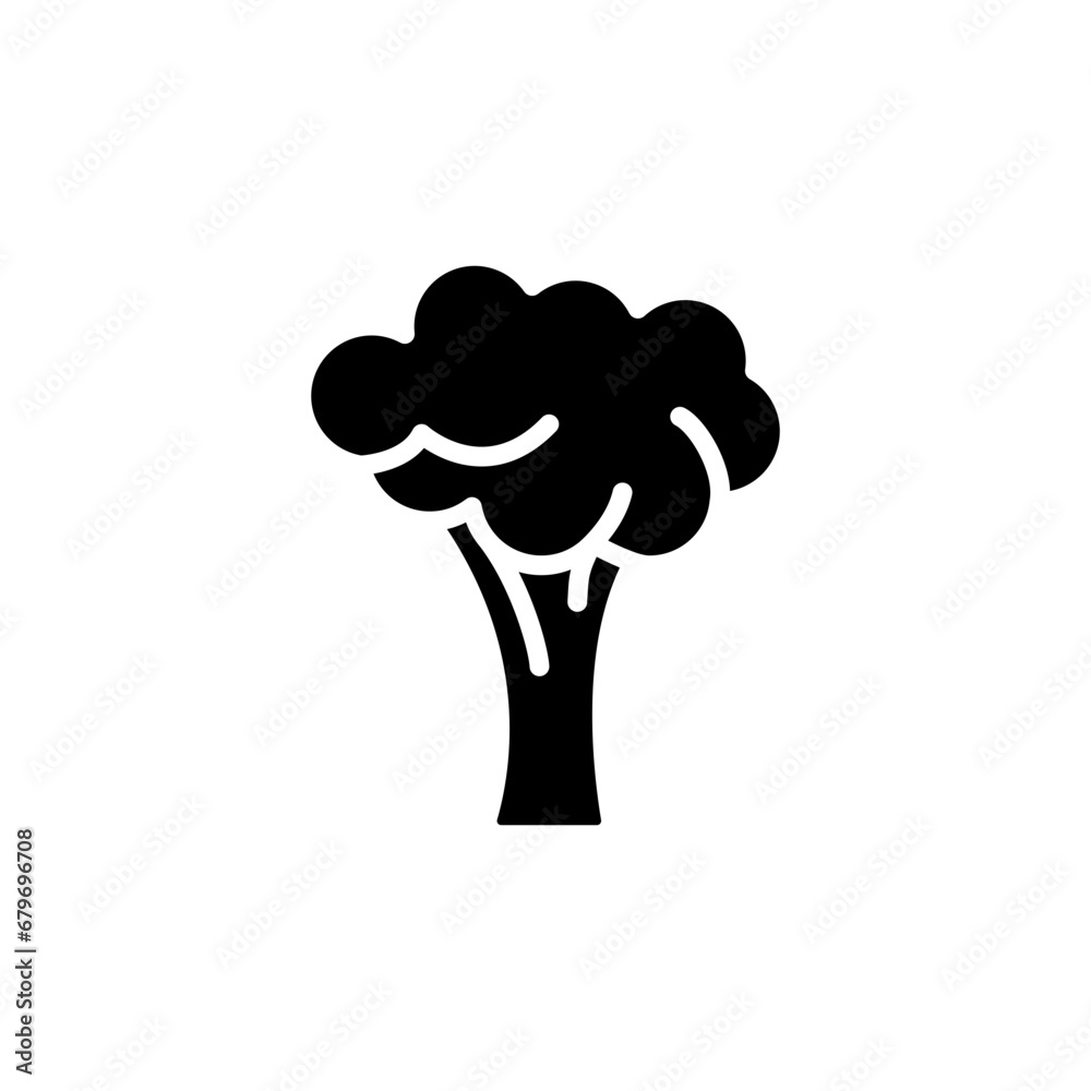 Broccoli icon. Simple solid style. Vegetable, plant, healthy, natural, organic, diet, fresh, food concept. Black silhouette, glyph symbol. Vector illustration isolated on white background.