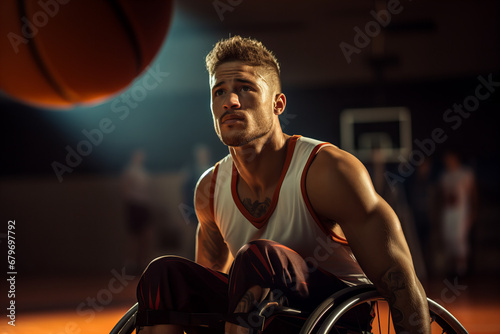 Adaptive Triumph: Portrait of a Determined Wheelchair Basketball Player
