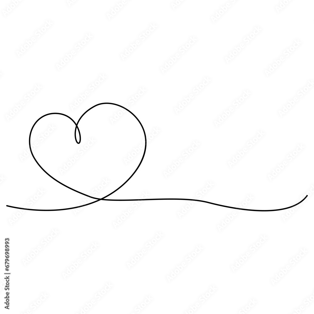 One line Continuous drawing of hearts shapes with love romantic Minimalistic outline vector symbols