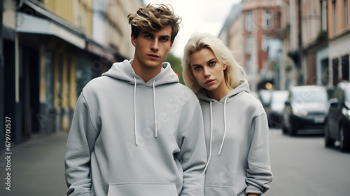woman and man wearing hoodies
