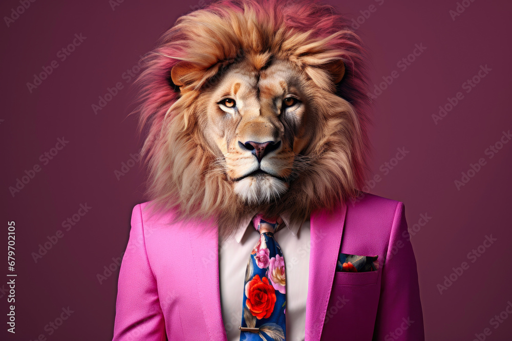 Dotted Majesty: Lion in High Fashion, Graphic Poster Art