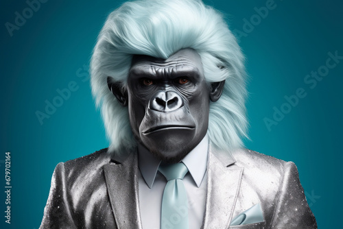 Graphic Wilderness: Dotted Hyperreal Portrait of a Stylish Gorilla