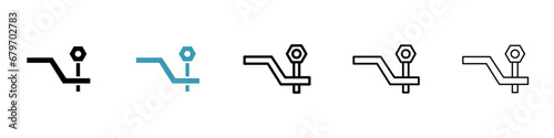 Car towbar line icon set. Truck trailer tow hitch symbol for UI designs.