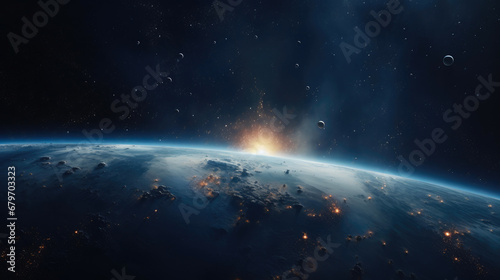 Starlit Horizon: A Satellite's View of the Cosmos