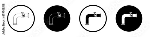 Gas pipe vector icon set. Natural gas pipeline symbol in black and white color.