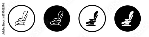 Baby car seat vector icon set in black and white color.