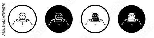 Moon lander vector icon set. Space mars rover symbol in black and white color. photo
