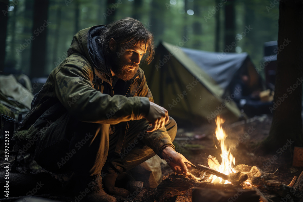 Into the Wild: A Camper's Display of Survival Proficiency