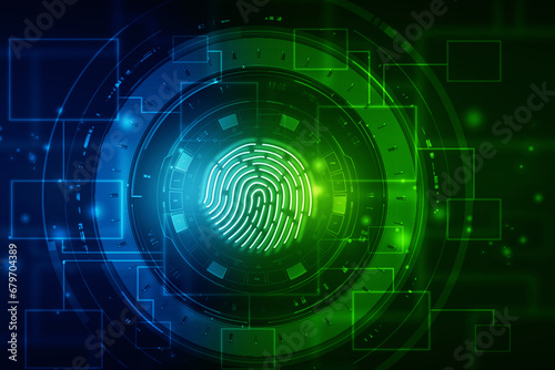 2d Illustration Fingerprint Scanning Technology Concept 
