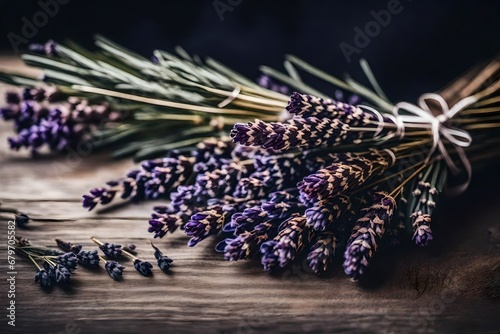 A closeup photograph featuring a dried lavender bundle, highlighting the lovely lavender hues and the aroma of relaxation it evokes.