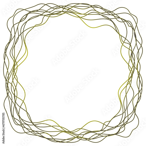 Vector abstract frame in the form of wavy hand drawn lines on a white background