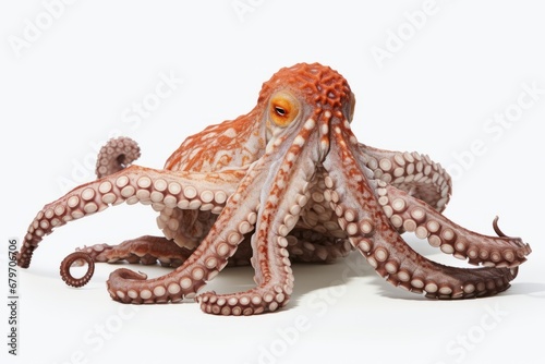 Beautiful octopus with isolated white background for graphic design and marine life concepts