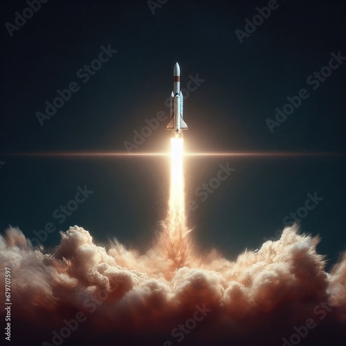 Photo modern rocket space ship launching for space exploration
