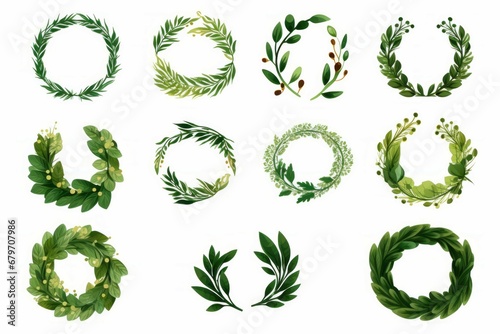 Leaf vine circle set isolates on a white background photo