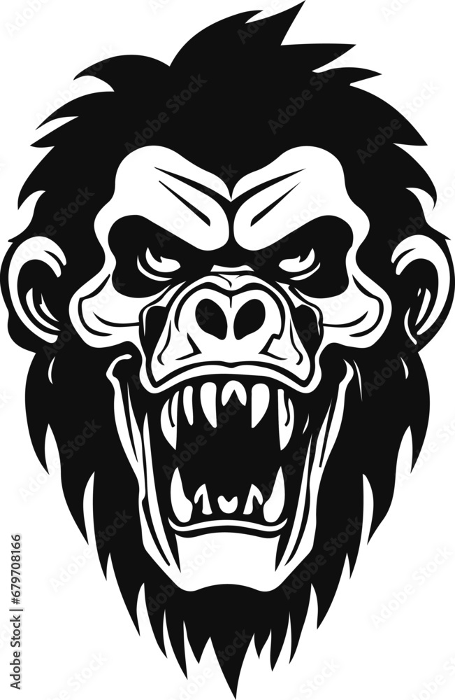 Zombie gorilla head. Vector illustration on white background