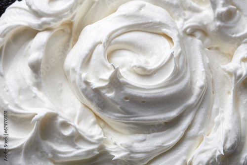 Close up of delicious natural creamy vanilla yogurtTop view with 100 background coverage.