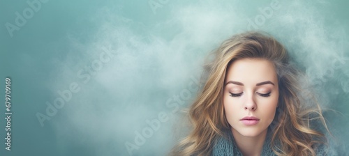Young woman lost in mist depicting depression, addiction, loneliness, and mental health