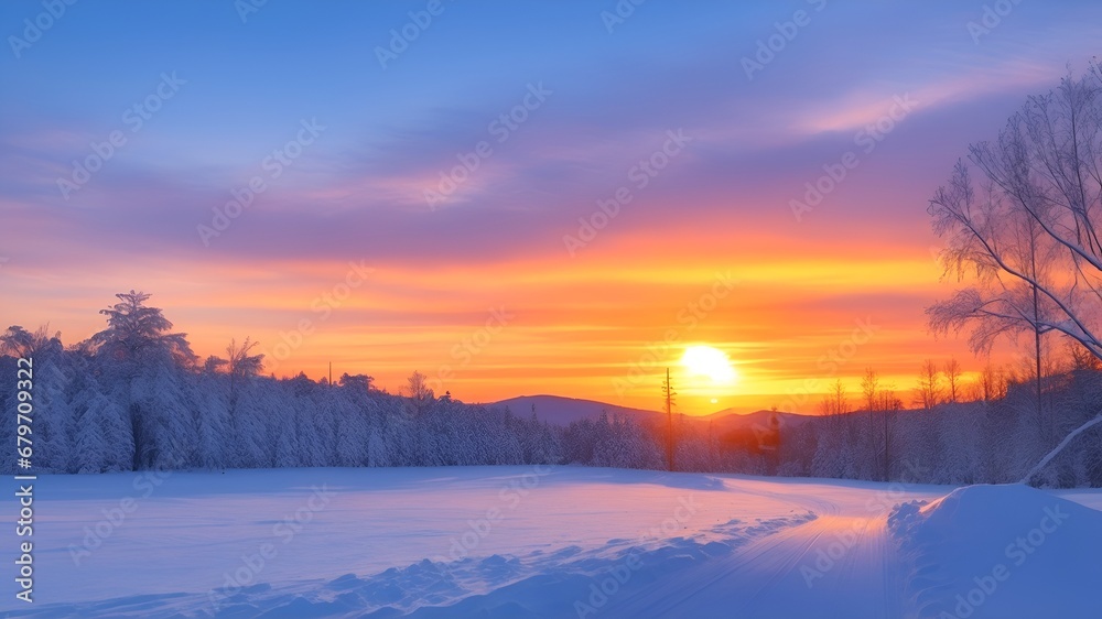 Sunset in winter