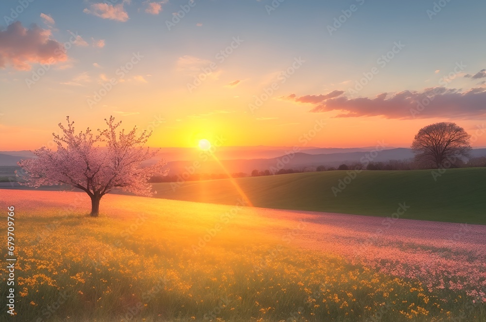 Sunset in spring