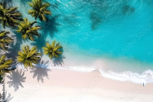 top view of the beautiful tropical blue lagoon, sandy beach and palm trees © Андрей Знаменский