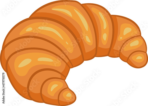 Delicious French Croissant. Sweet Dessert Product for Breakfast or Lunch. Vector Illustration for Cafe or Restaurant Menu Design