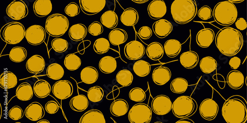 Botanical pattern illustration floral graphic. Seamless pattern abstract rowan twigs. Vector illustration.
