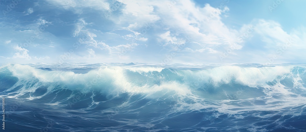 Obraz premium A Majestic Wave: The Powerful Beauty of the Ocean Captured on Canvas