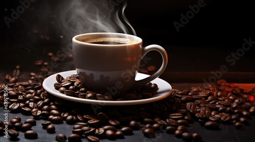 Aromatic Arabica Bean Espresso - Closeup of Hot Cup of Black Beverage, Rich in Caffeine, Perfect for Cafes