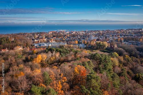 Beautiful cityscape of Sopot city at autumn. Poland.