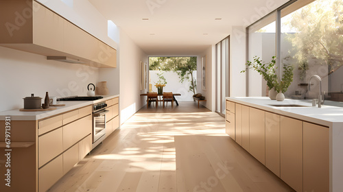 3D rendering modern style kitchen background, kitchen decoration design