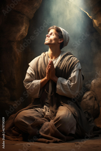 Leinwand Poster Prophet - Disciple - Praying - Divine Connection: A Disciple's Prayerful Reflect